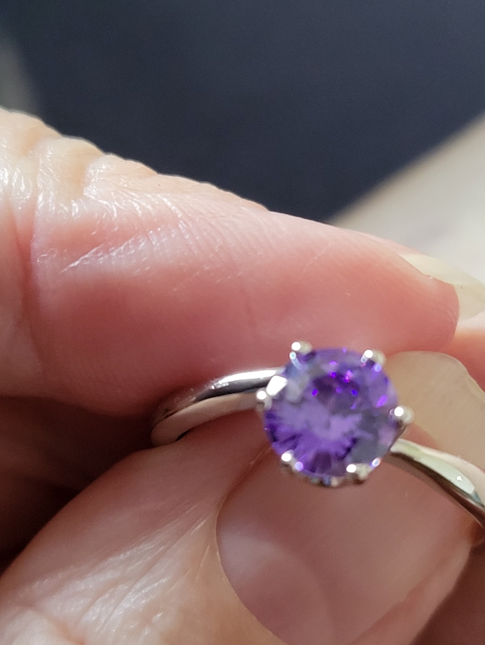 Solitaire Ring with Purple Gemstone